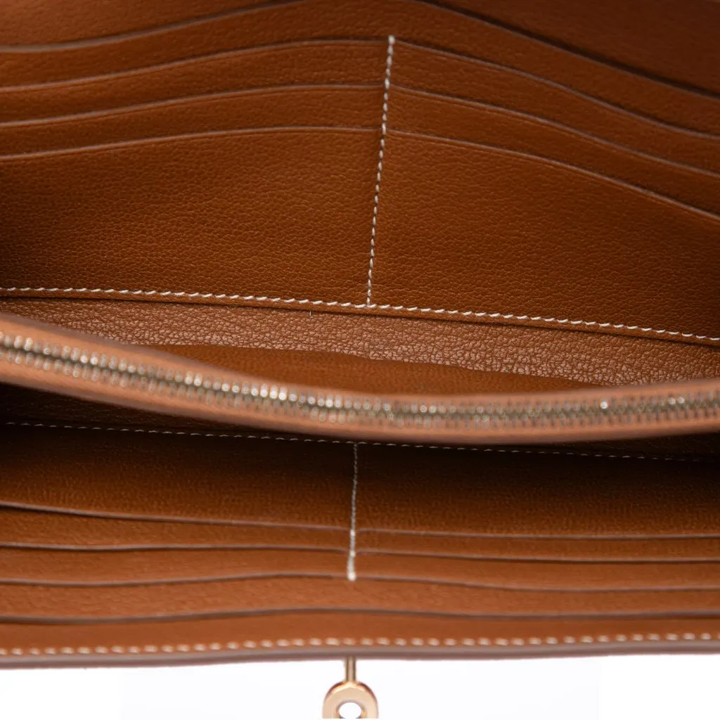 Hermès Epsom Verso Kelly Longue Wallet Pink Leather Good - Model View