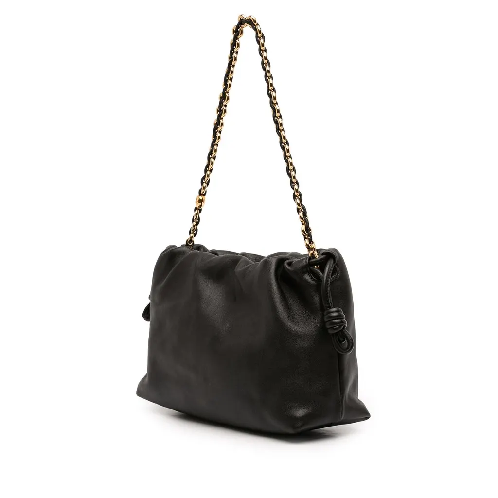 Loewe Medium Mellow Nappa Lambskin Flamenco Purse Black Leather Very good - Back View