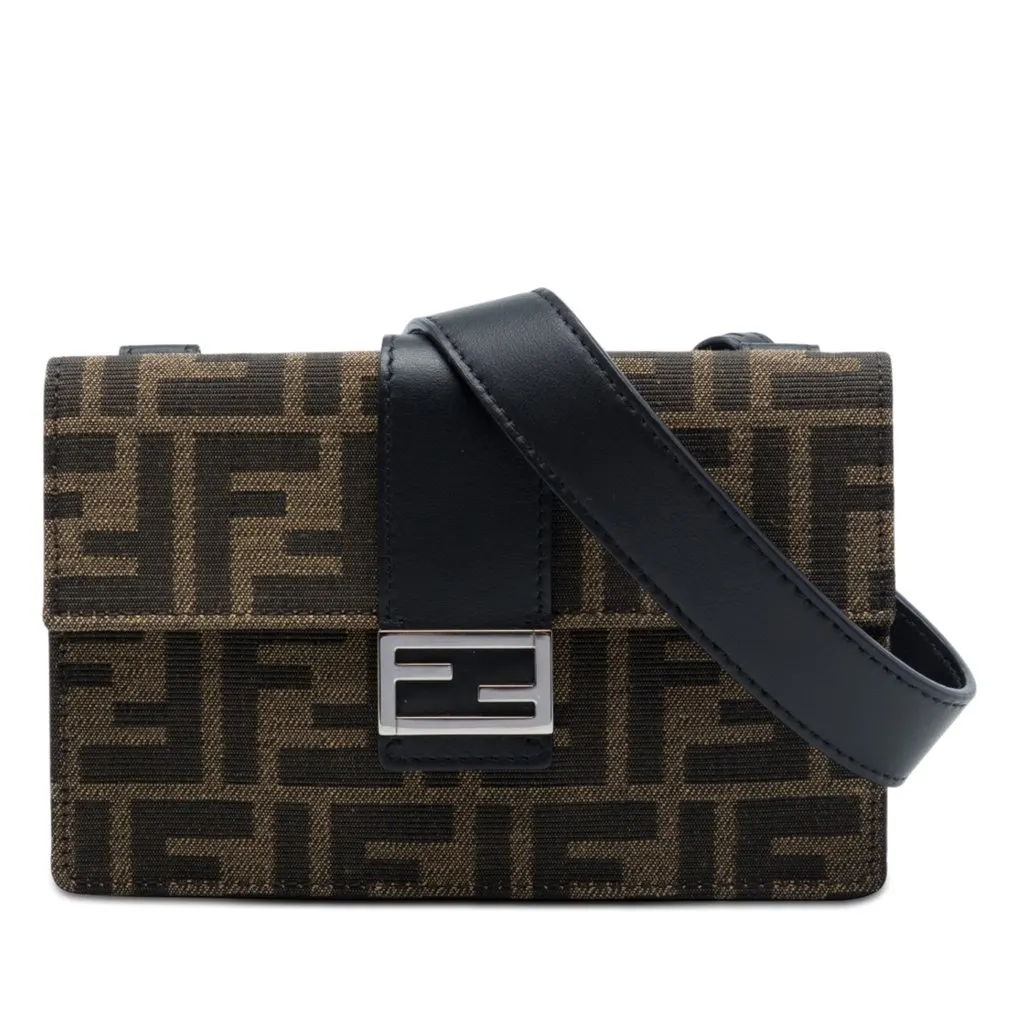 Fendi Zucca Canvas Convertible Baguette Pouch Brown Very good - Front View