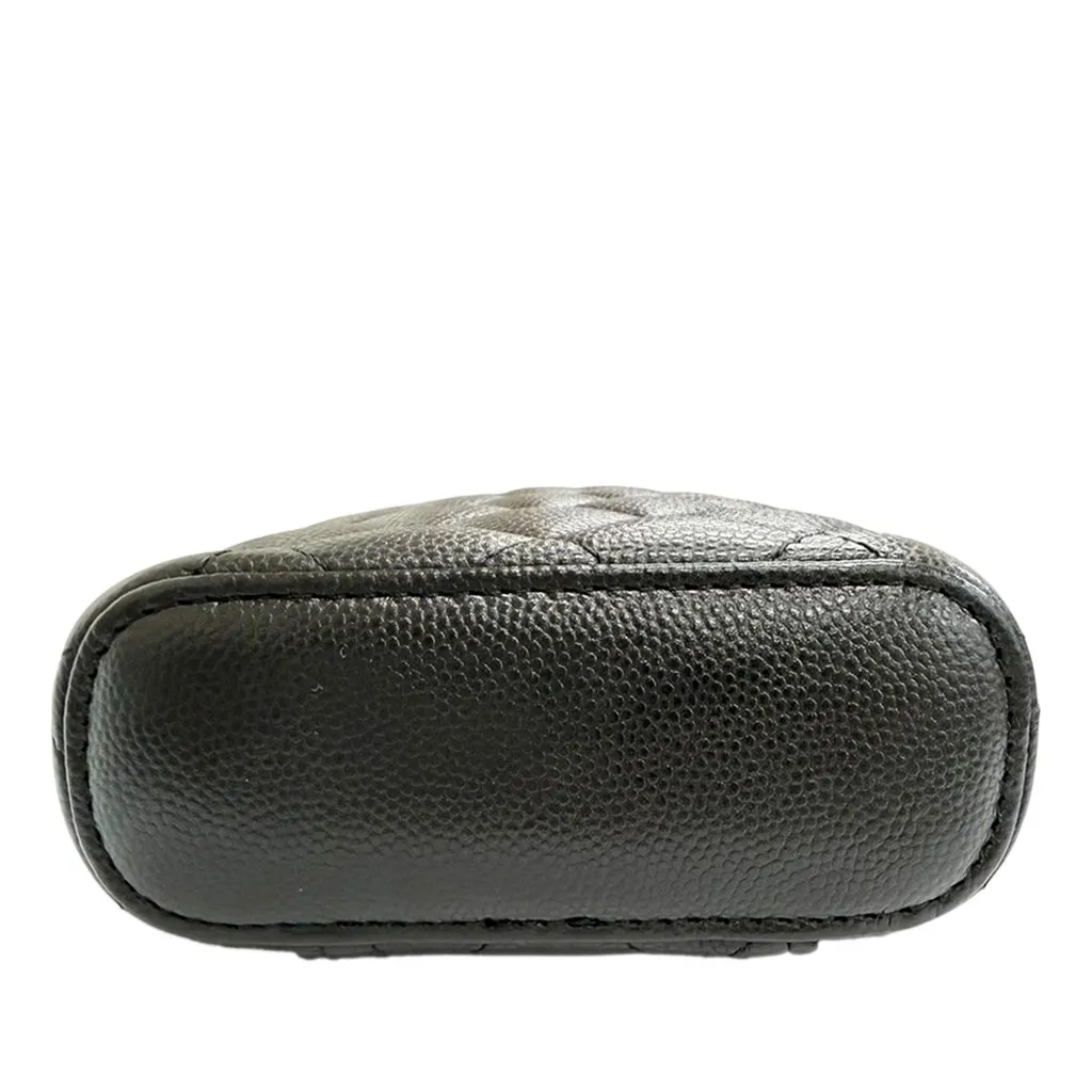 Chanel CC Quilted Caviar Phone Holder With Chain Black Leather Very good - Model View