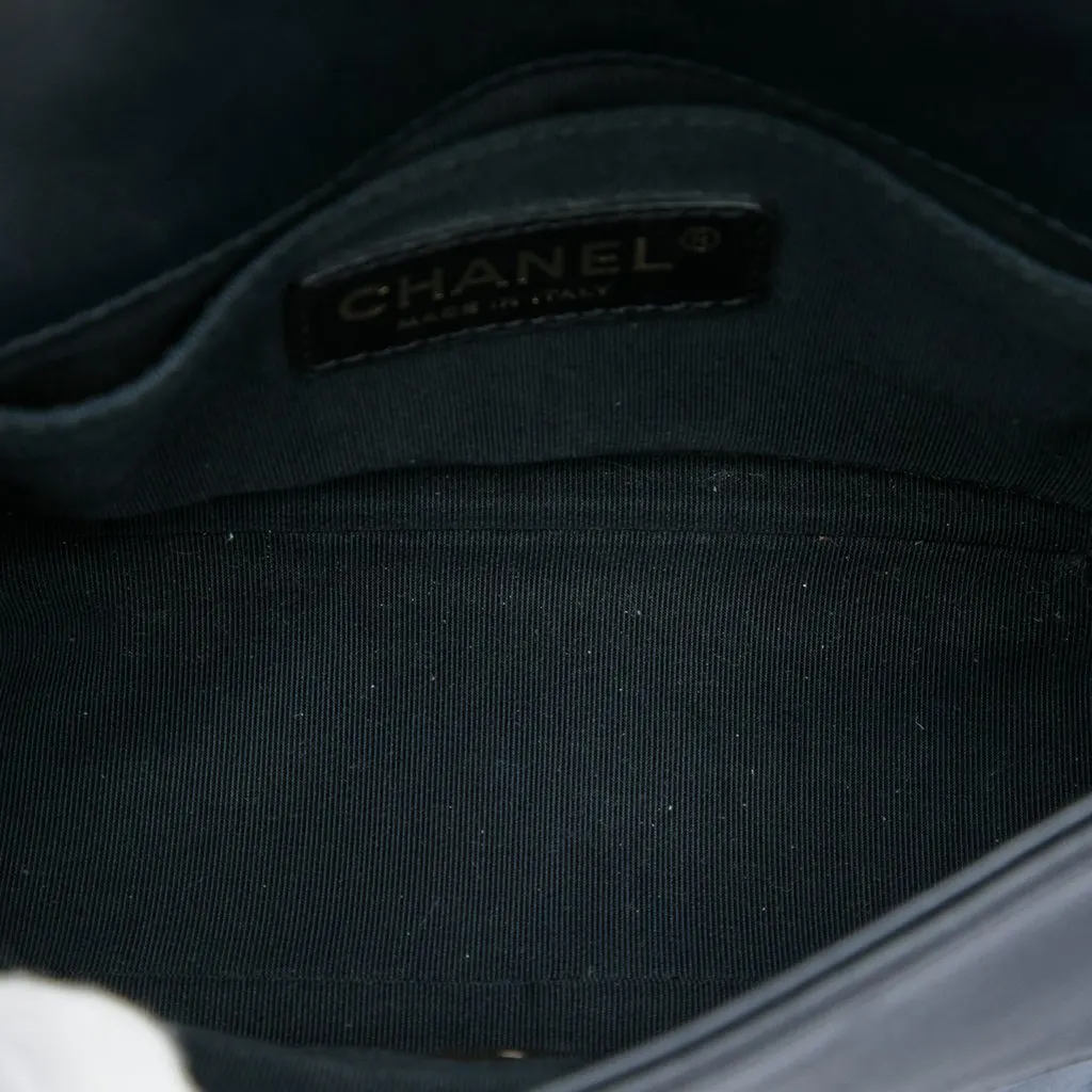 Chanel Mini Square Calfskin Graphic Flap Blue Leather Very good - Model View