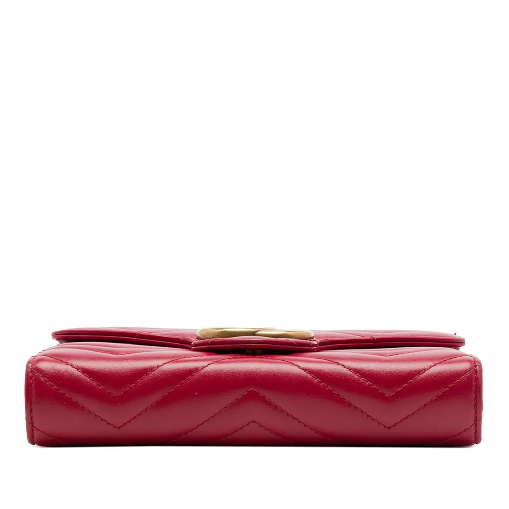 Gucci GG Marmont Matelasse Calfskin Wallet On Chain Red Leather Good - Inside View