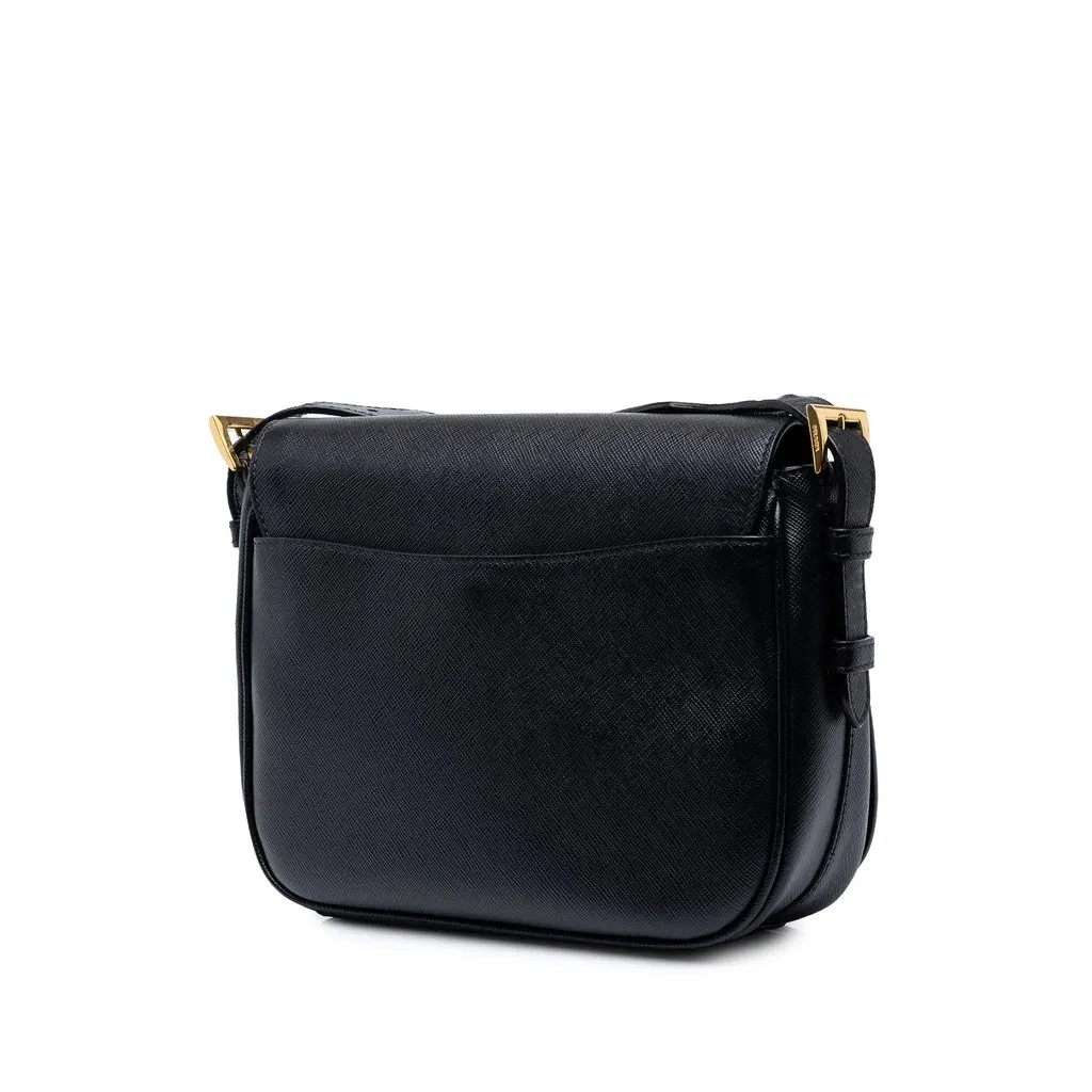 Prada Saffiano Flap Crossbody Blue Leather Very good - Back View