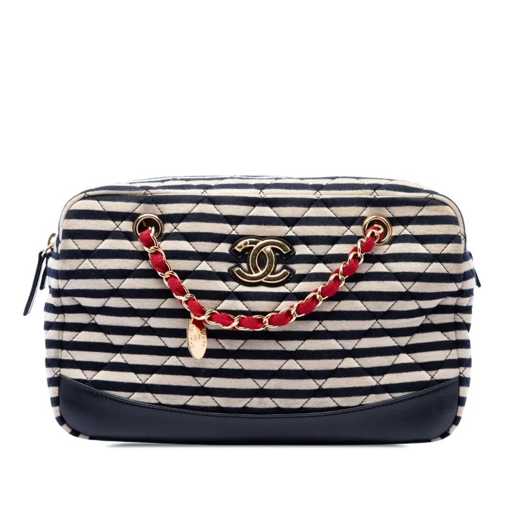 Chanel Quilted Jersey and Lambskin Coco Sailor Camera Bag Black Very good - Front View