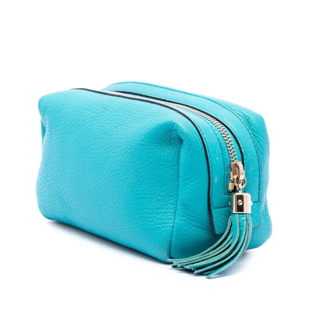 Gucci Leather Soho Cosmetic Pouch Blue Leather Very good - Back View