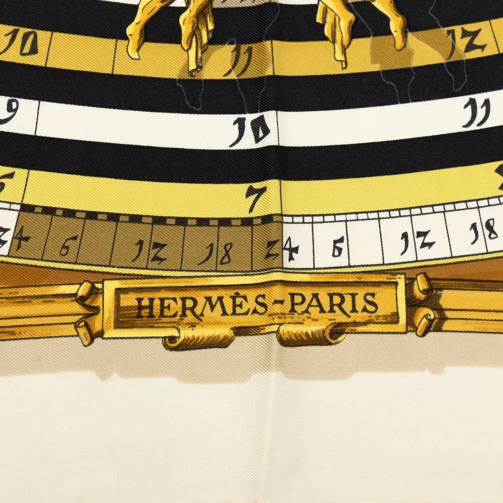 Hermès Dies et Hore Silk Scarf 90 Beige Very good - Back View