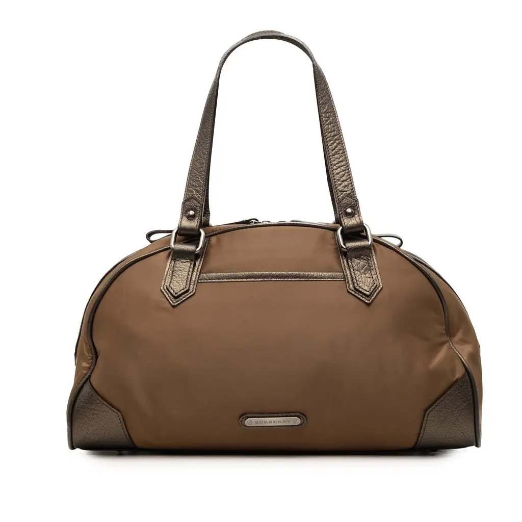 Burberry Nylon Handbag Brown Good - Front View