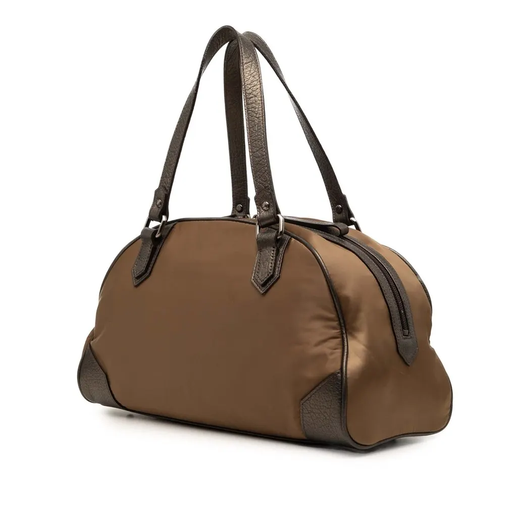 Burberry Nylon Handbag Brown Good - Back View