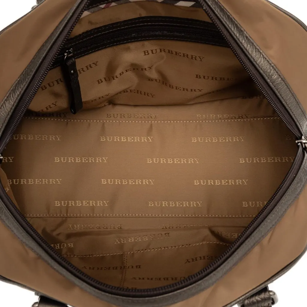 Burberry Nylon Handbag Brown Good - Model View