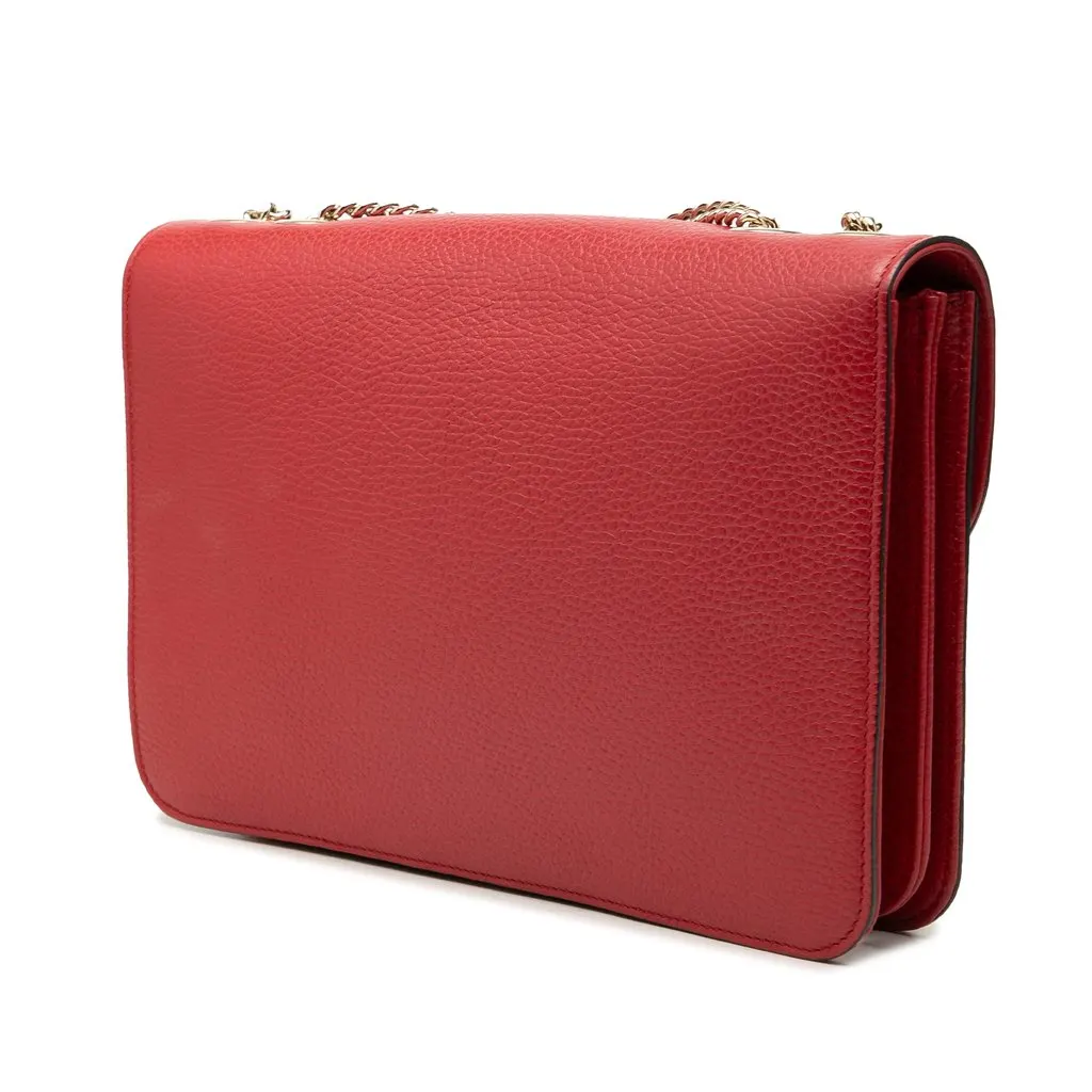 Gucci Medium Dollar Calfskin Interlocking G Crossbody Red Leather Very good - Back View