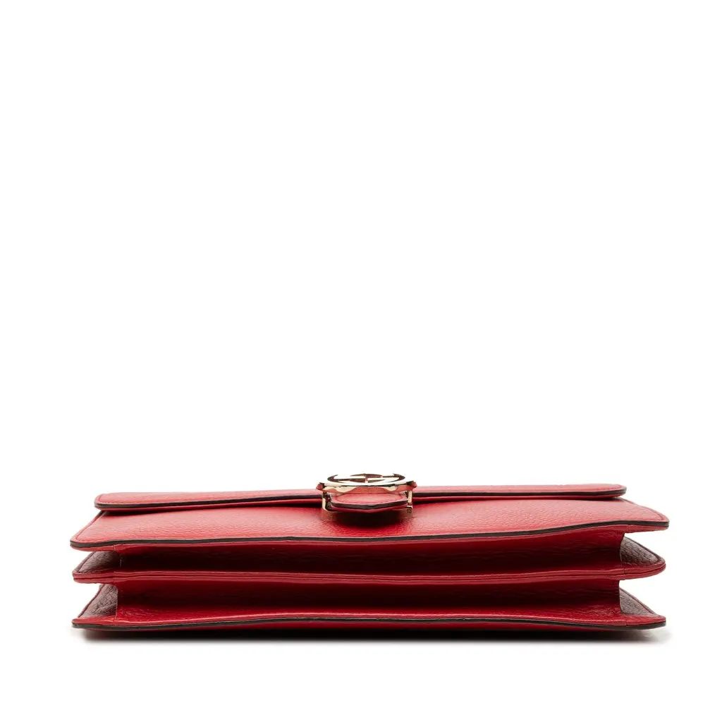 Gucci Medium Dollar Calfskin Interlocking G Crossbody Red Leather Very good - Inside View