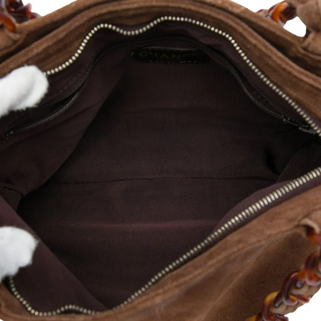 Chanel CC Suede Tortoise Chain Tote Brown Leather Very good - Model View