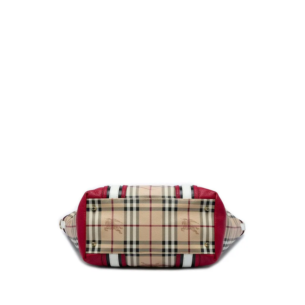 Burberry Medium Haymarket Check Coated Canvas Jameson Tote Beige Leather Very good - Inside View