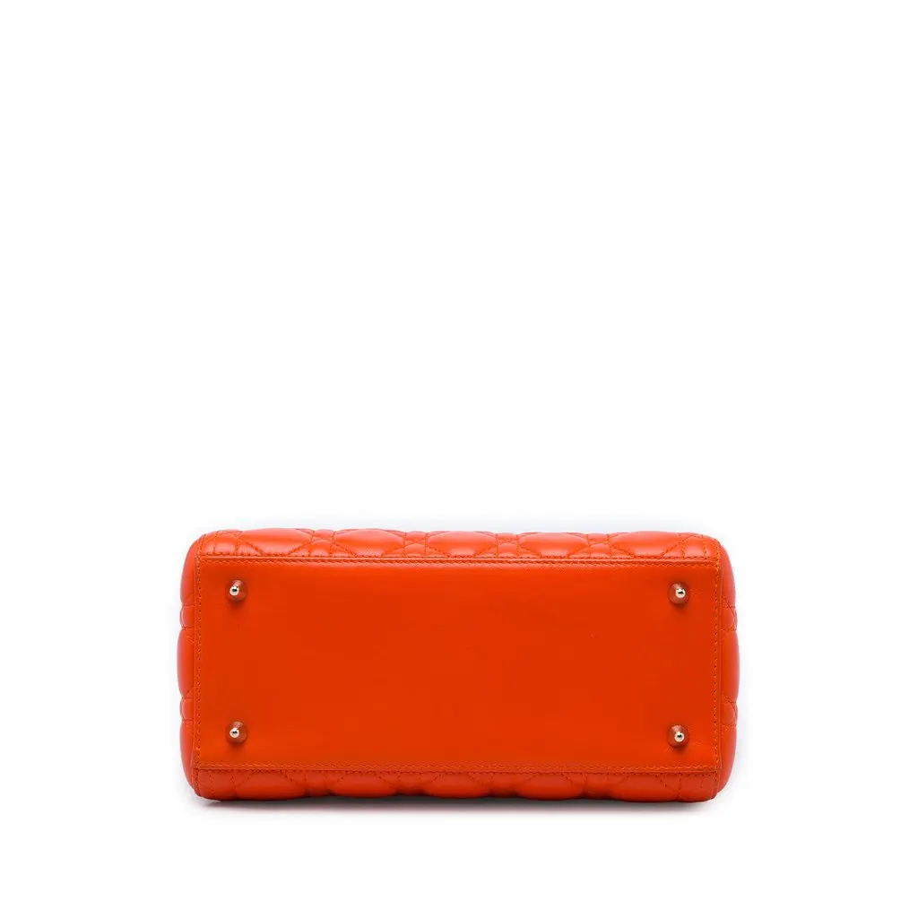 Dior Medium Lambskin Cannage Lady Dior Orange Leather Very good - Inside View