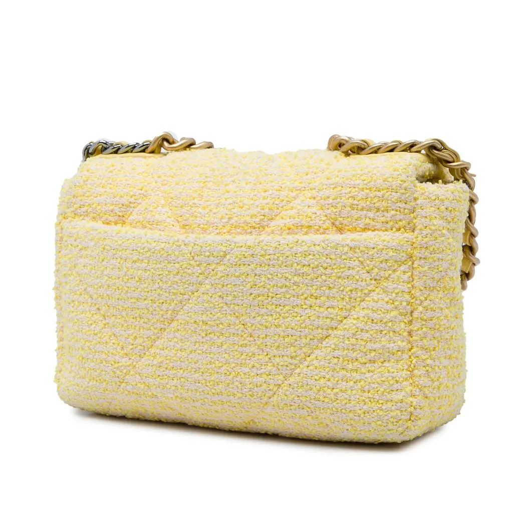 Chanel Medium Tweed 19 Flap Yellow Very good - Back View