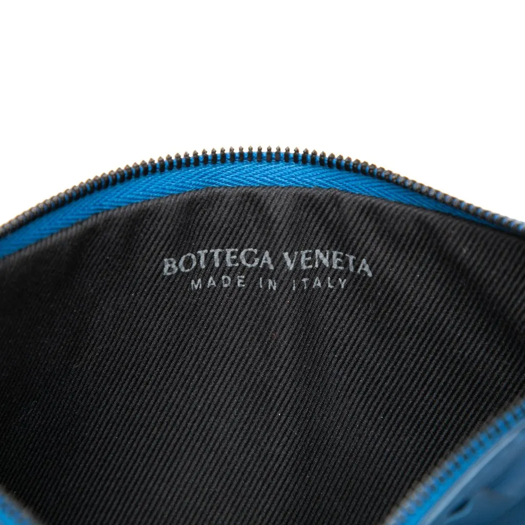 Bottega Veneta Nappa Intrecciato Flat Wristlet Pouch Blue Leather Very good - Box View