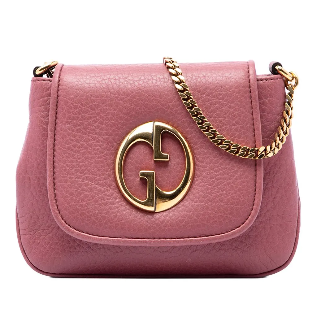 Gucci Small Calfskin 1973 Chain Crossbody Pink Leather Very good - Front View