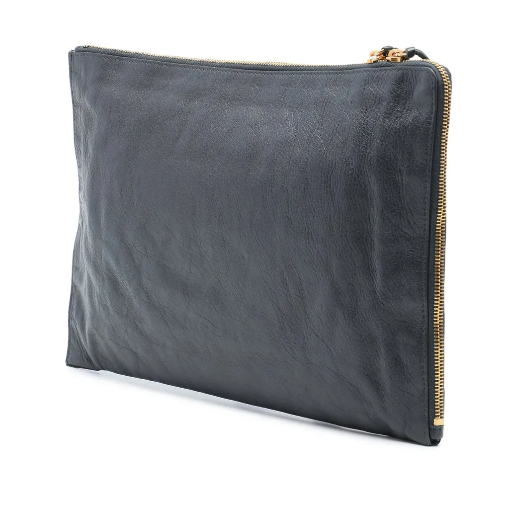 Balenciaga Lambskin Motocross Classic Zip Around Flat Clutch MultiColor Leather Very good - Back View