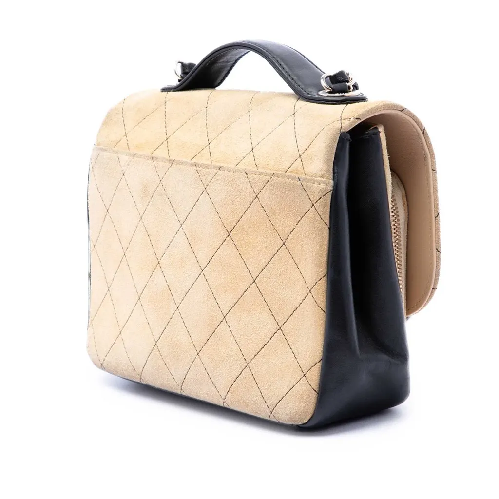 Chanel Medium CC Quilted Suede Business Affinity Flap Beige Leather Very good - Back View