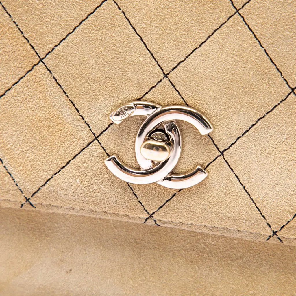Chanel Medium CC Quilted Suede Business Affinity Flap Beige Leather Very good - Box View