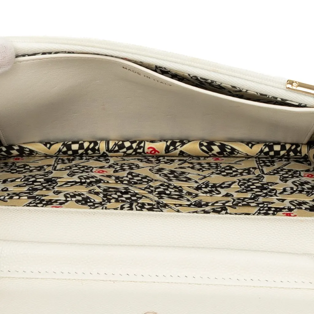 Chanel CC Quilted Caviar Wallet On Chain White Leather Very good - Model View