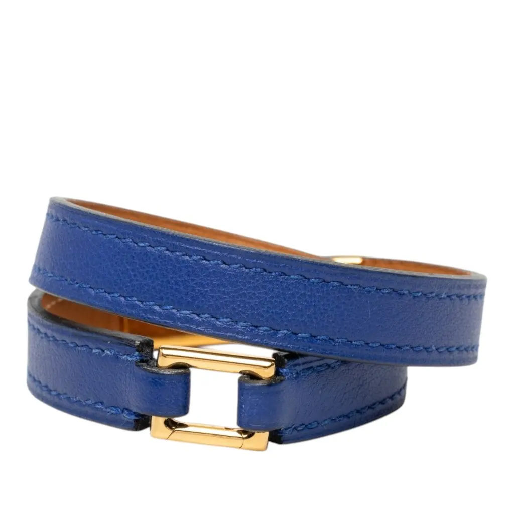 Hermès Swift Rivale Double Tour Bracelet Blue Leather Very good - Inside View