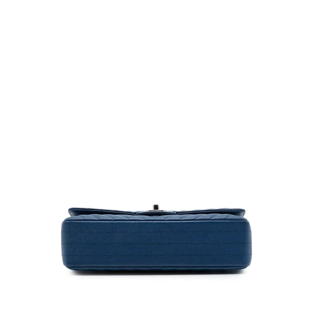 Chanel Medium Classic Chevron Caviar Double Flap Blue Leather Very good - Inside View