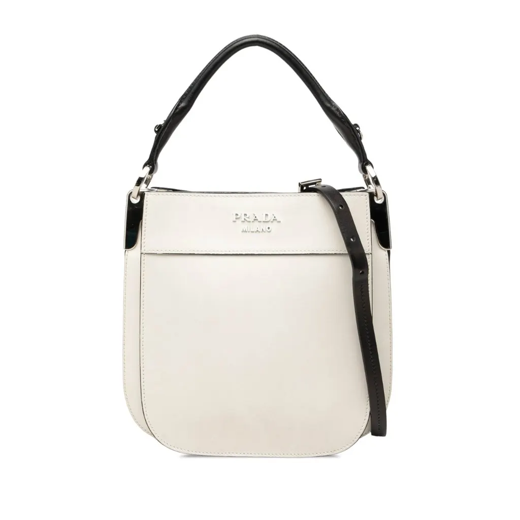 Prada Small City Calf Margit Satchel White Leather Good - Front View