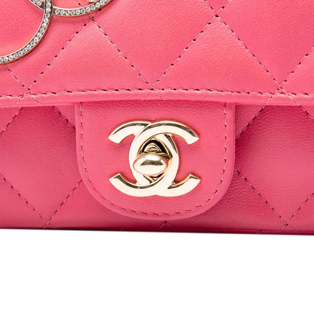 Chanel Extra Mini Lambskin V for Victory Flap Pink Leather Very good - Box View