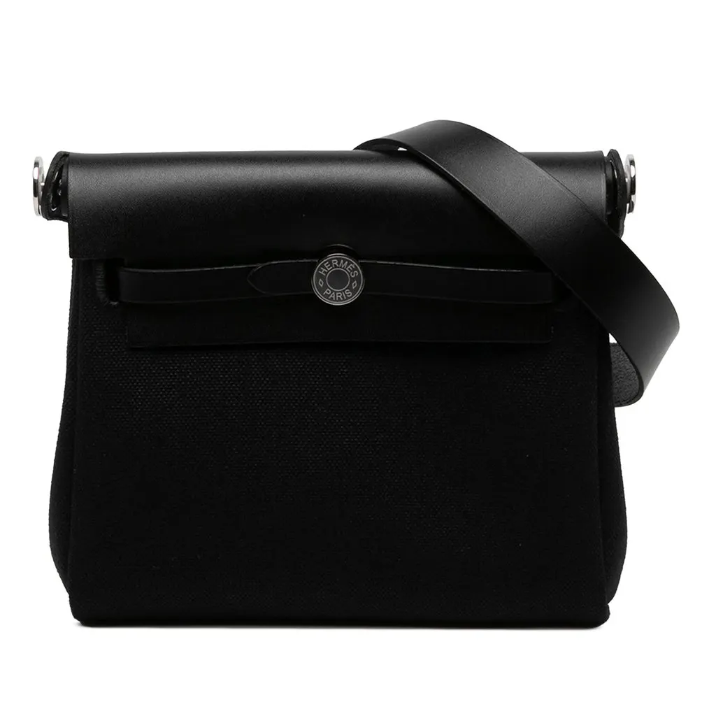 Hermès Military Toile and Vache Hunter Herbag Zip 20 Black Canvas Very good - Front View