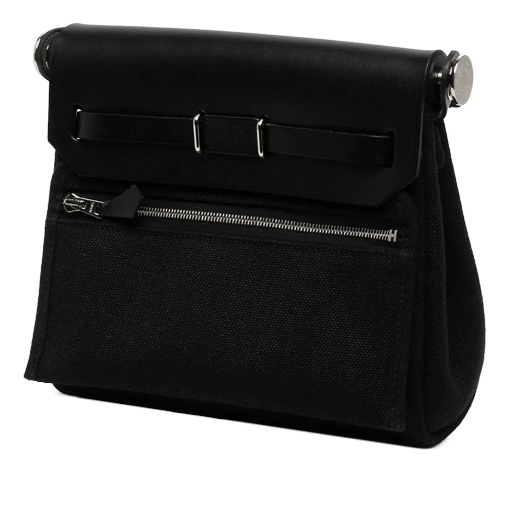 Hermès Military Toile and Vache Hunter Herbag Zip 20 Black Canvas Very good - Back View