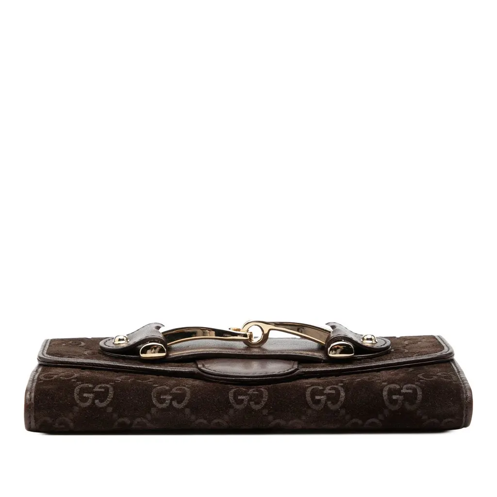 Gucci GG Suede Pelham Continental Long Wallet Brown Leather Very good - Inside View