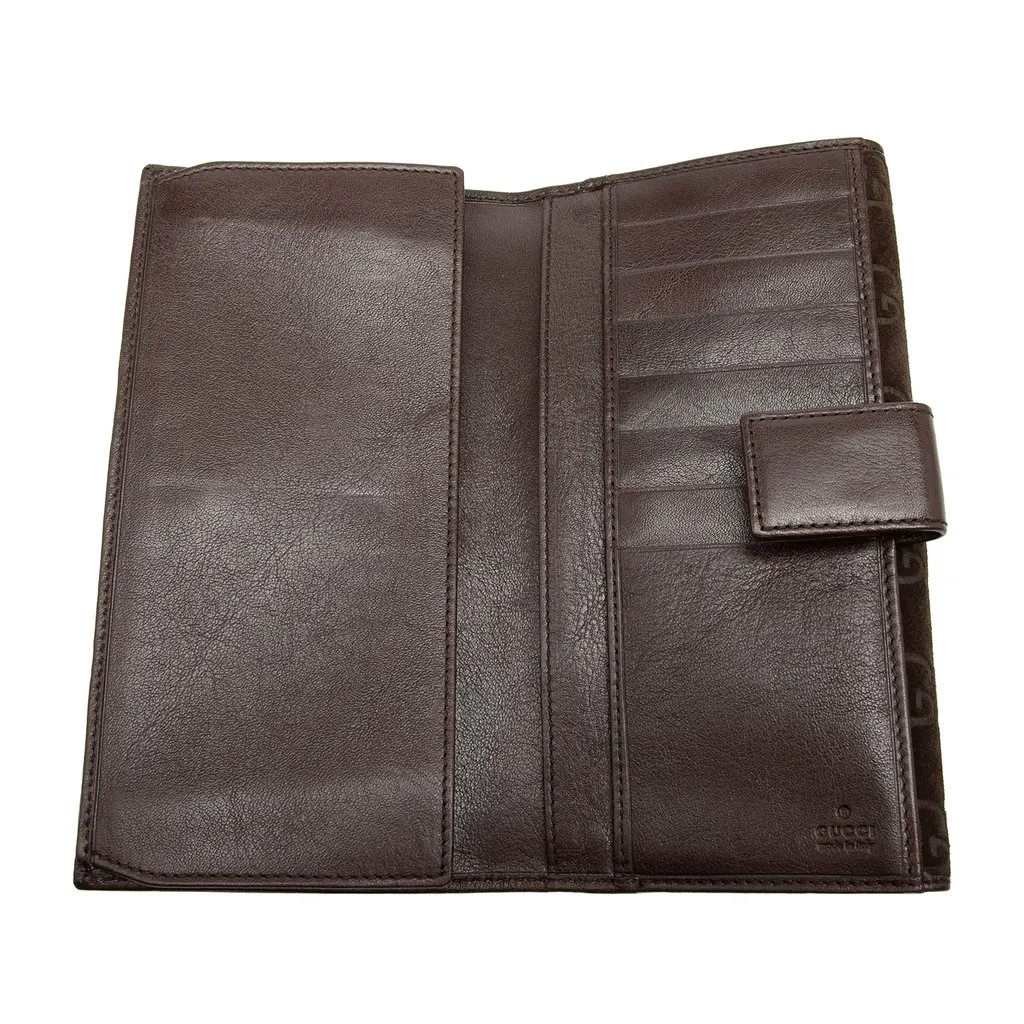 Gucci GG Suede Pelham Continental Long Wallet Brown Leather Very good - Model View
