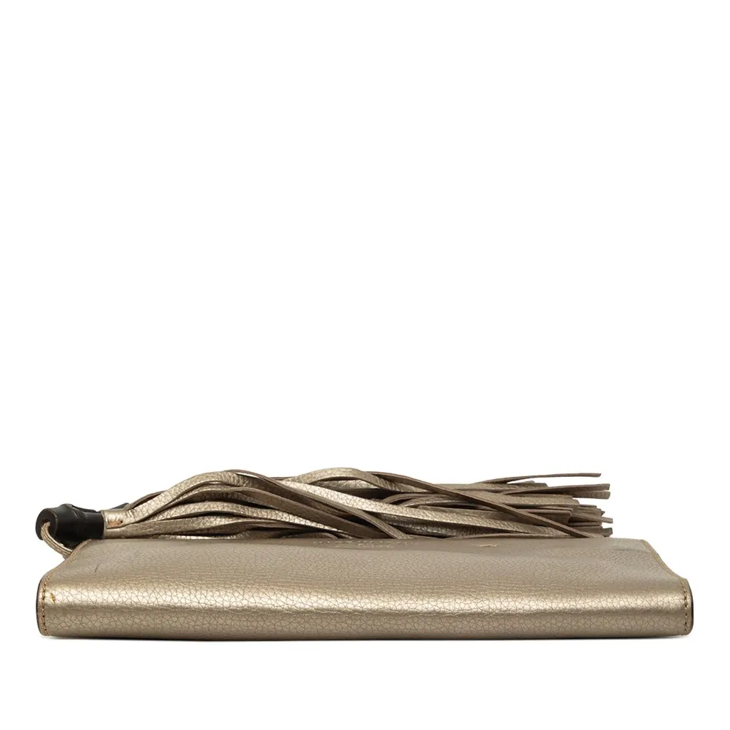 Gucci Metallic Calfskin Bamboo Tassel Clutch Brown Leather Very good - Inside View