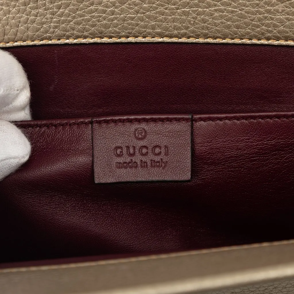 Gucci Metallic Calfskin Bamboo Tassel Clutch Brown Leather Very good - Box View
