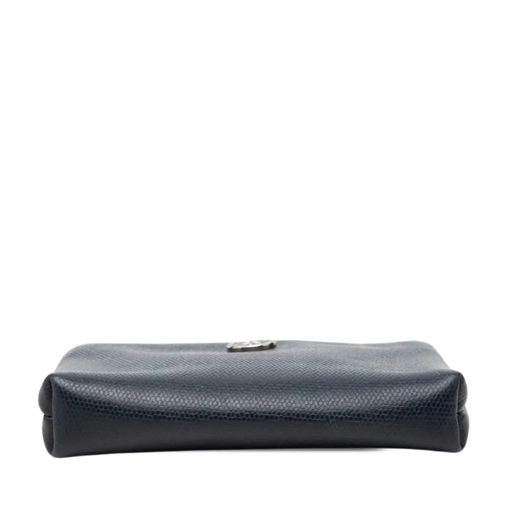Chanel CC Caviar Zipped Key Holder Coin Case Blue Leather Good - Inside View