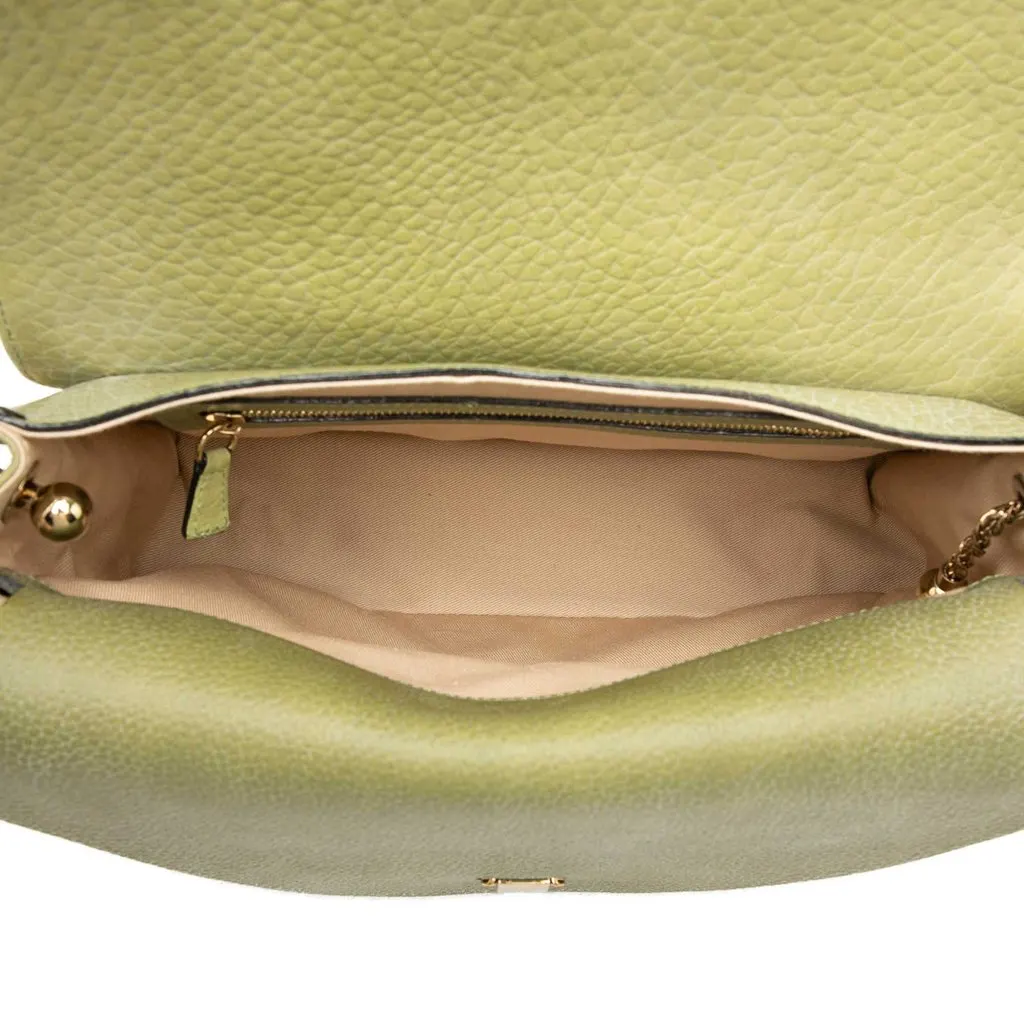 Chloé Medium Pebbled Leather Sally Shoulder Bag Green Leather Very good - Model View