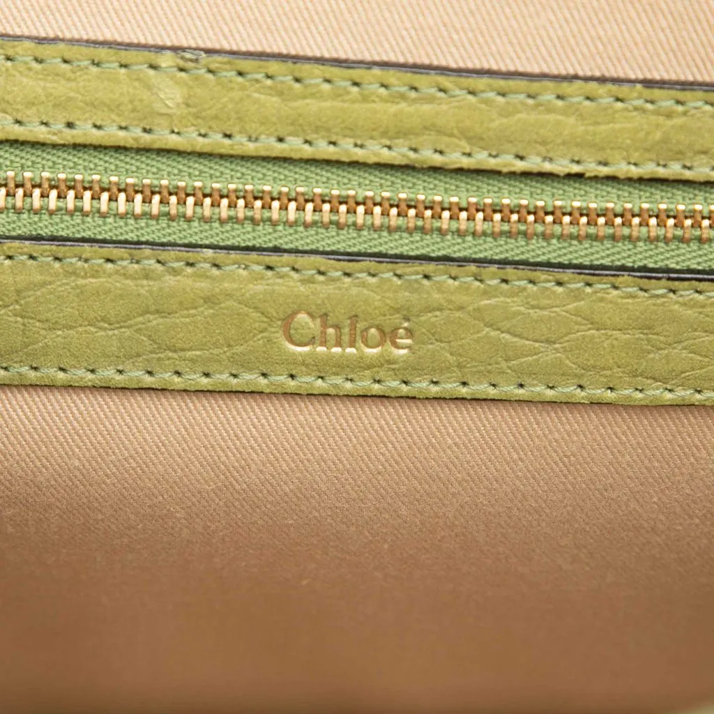 Chloé Medium Pebbled Leather Sally Shoulder Bag Green Leather Very good - Box View