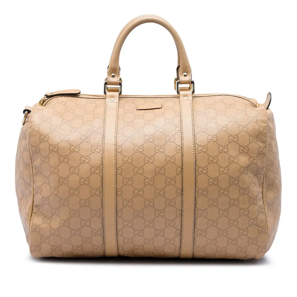 Gucci Medium GG Supreme Joy Boston Bag Brown Canvas Good - Front View