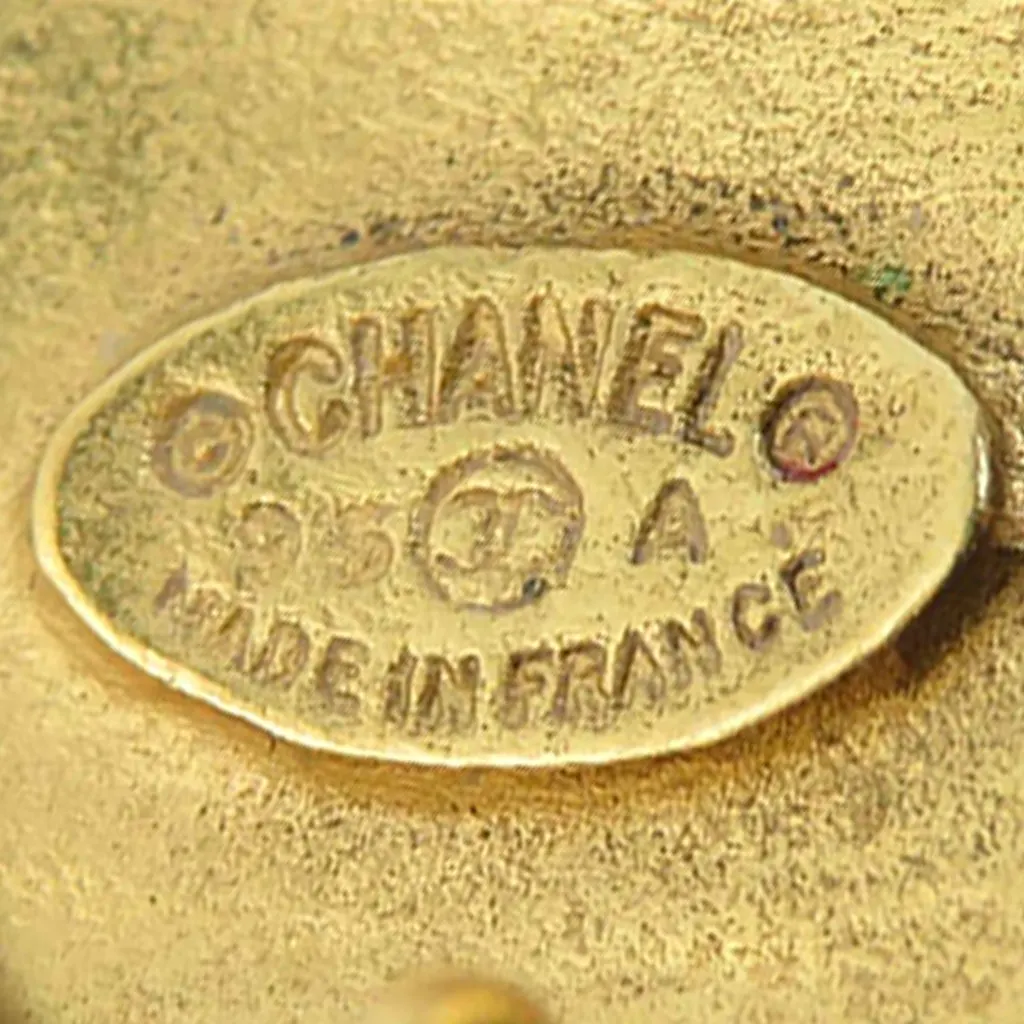 Chanel CC Gold Plated  Rhombus Clip On Earrings Gold Metal Very good - Box View