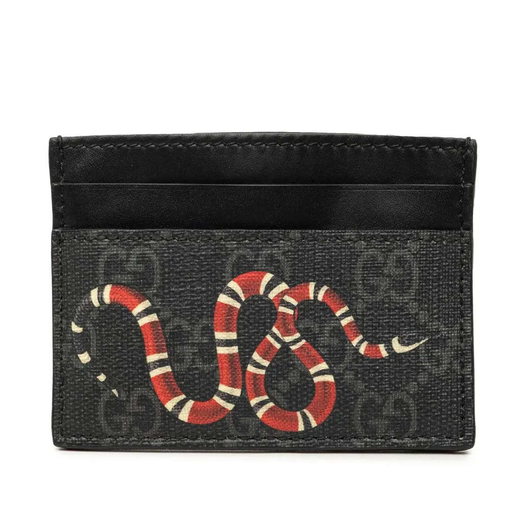 Gucci GG Supreme Kingsnake Card Holder MultiColor Canvas Good - Front View