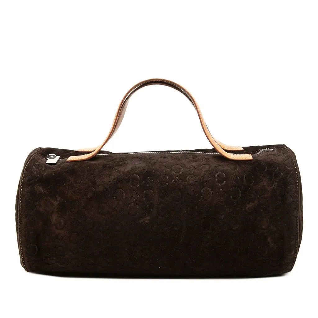 Celine C Macadam Suede Handbag Brown Suede Good - Front View