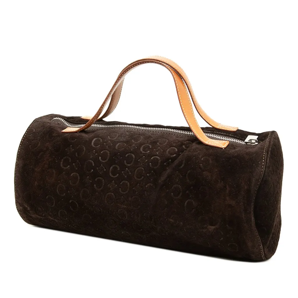 Celine C Macadam Suede Handbag Brown Suede Good - Back View