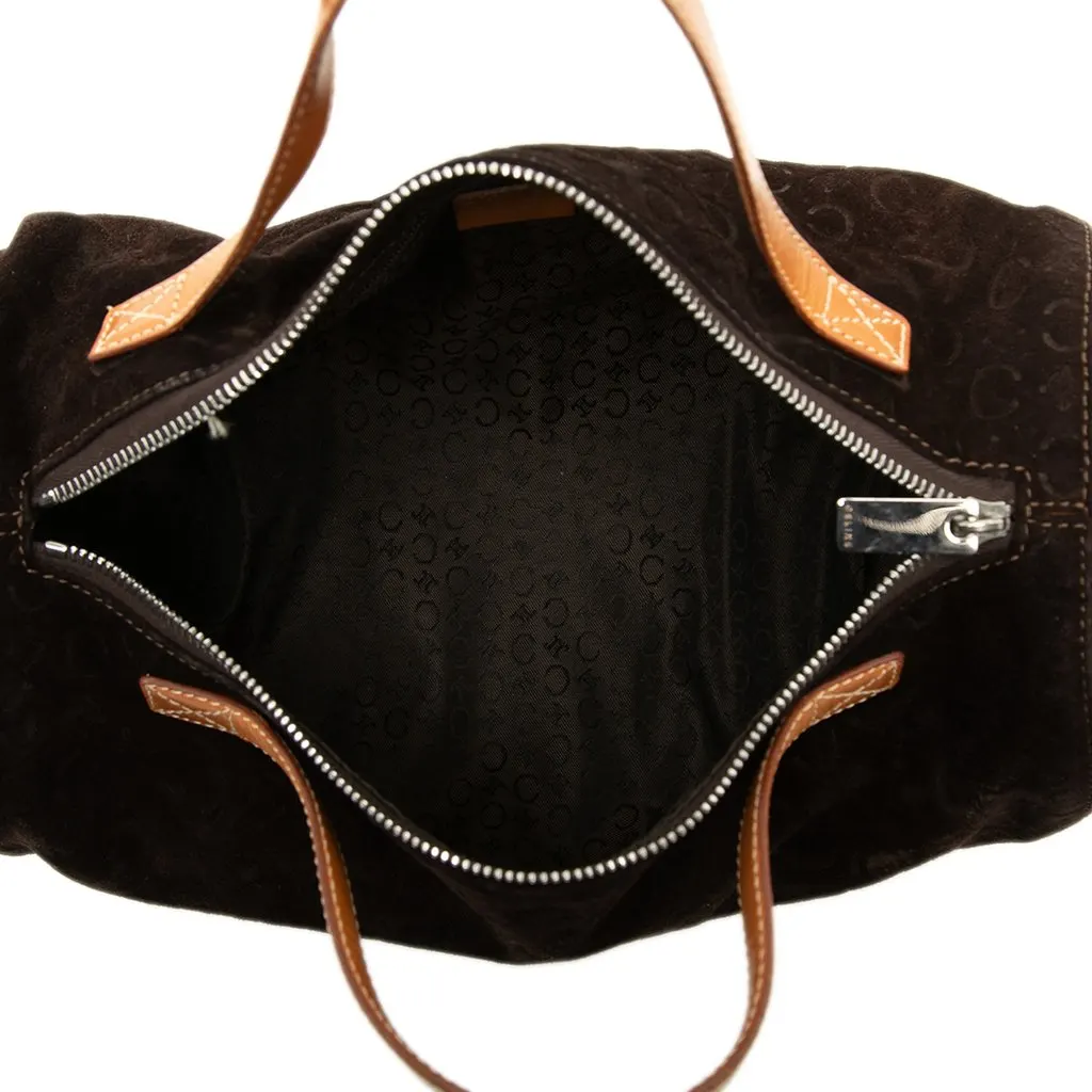 Celine C Macadam Suede Handbag Brown Suede Good - Model View