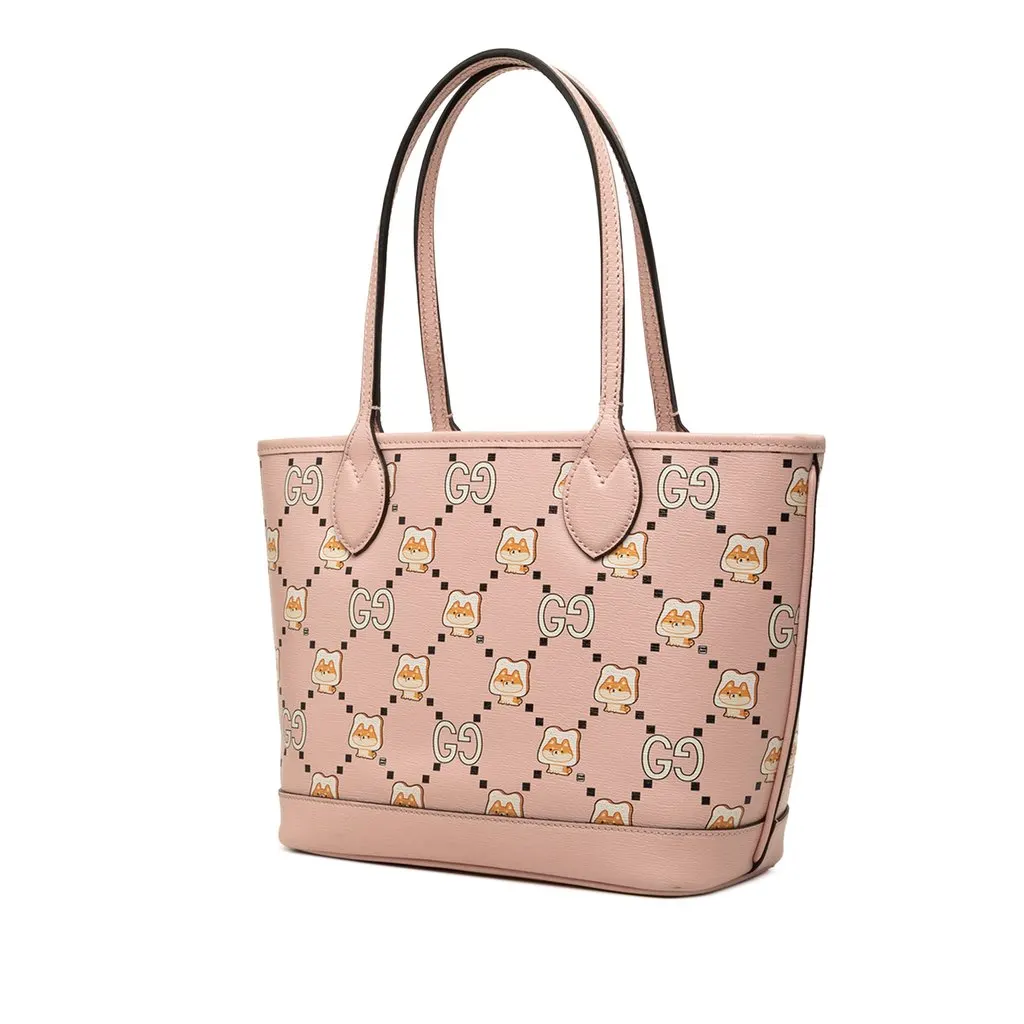 Gucci Pikarar Kawaii GG Printed Calfskin Tote Pink Leather Good - Back View