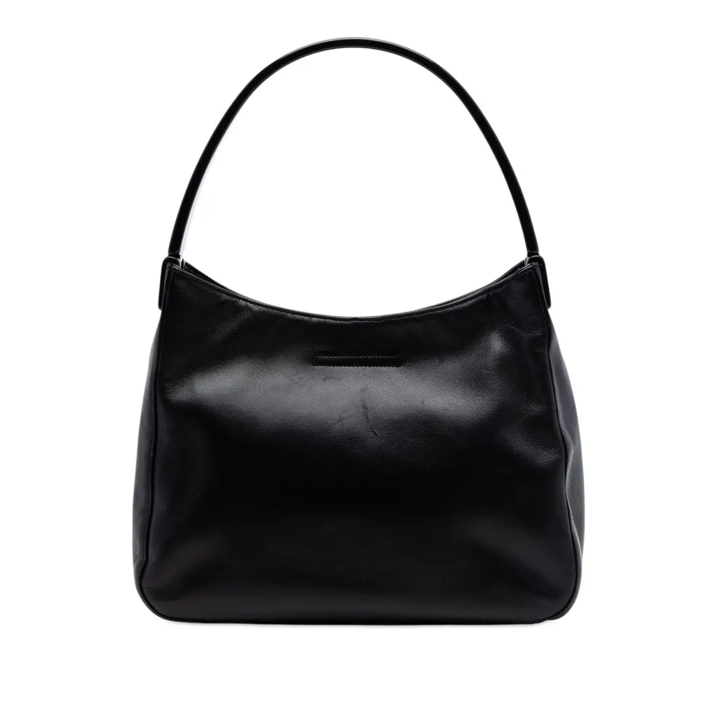 Prada Nappa Leather Shoulder Bag Black Leather Very good - Front View