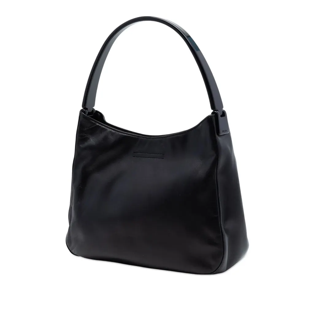 Prada Nappa Leather Shoulder Bag Black Leather Very good - Back View