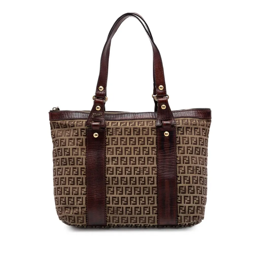 Fendi Zucchino Canvas Tote Beige Very good - Front View