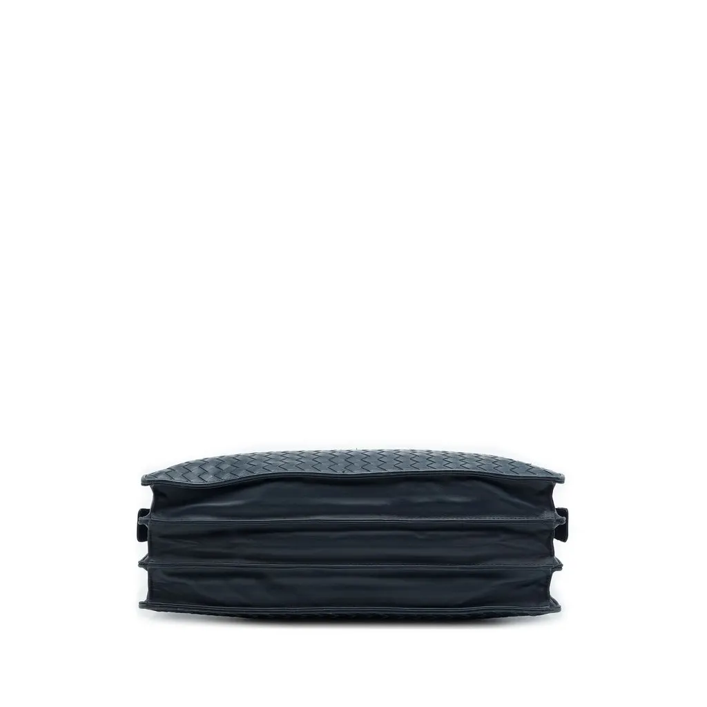 Bottega Veneta Nappa Intrecciato Business Bag Blue Leather Good - Inside View