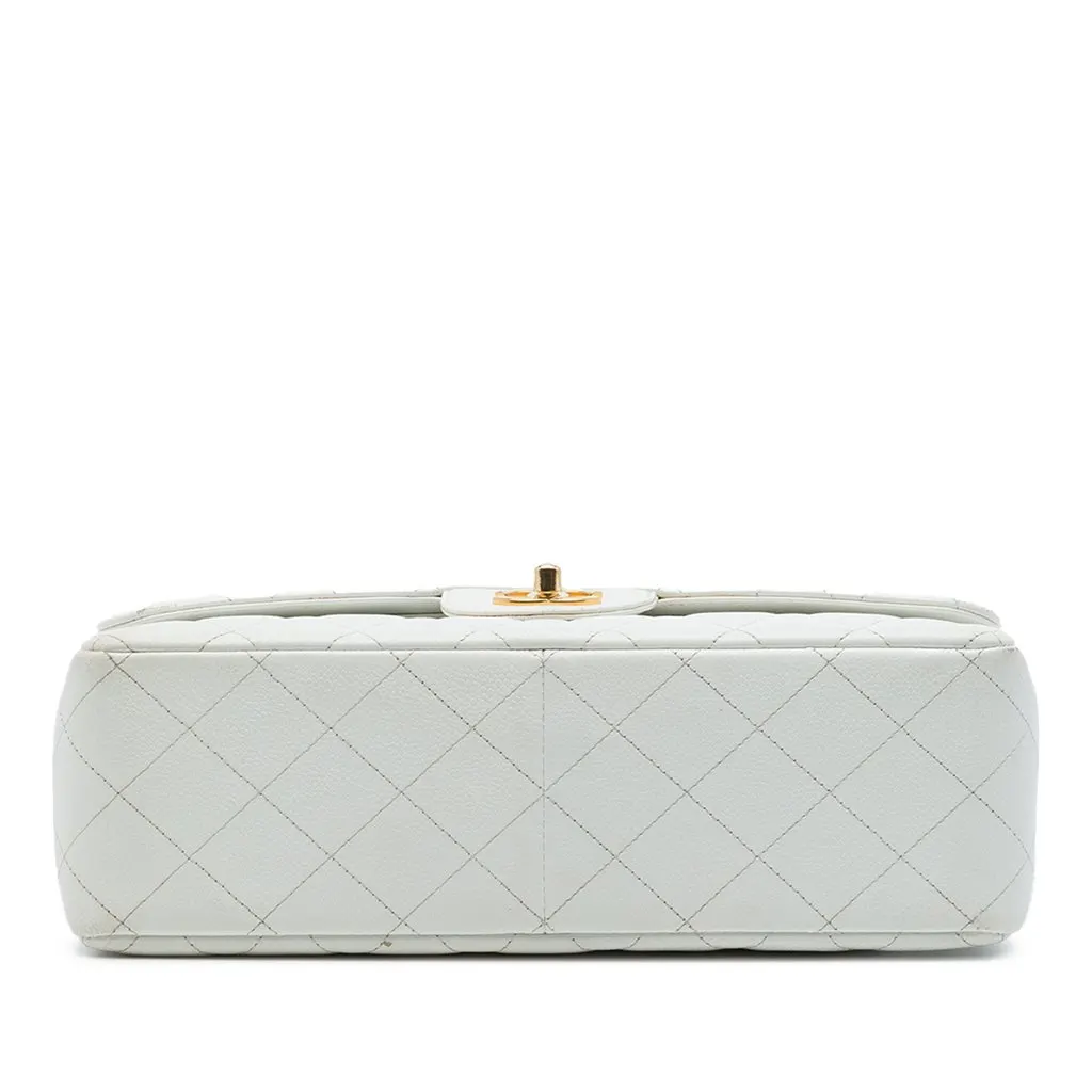 Chanel Jumbo Classic Caviar Double Flap White Leather Good - Inside View